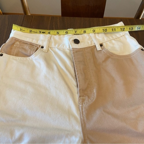 PacSun Women's Color Block Straight Leg Jeans High Rise - Beige and Tan 24 Waist - Picture 4 of 14